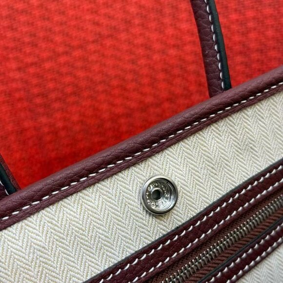 Premium Genuine Leather Garden Party Tote - Bordeaux Red - Picture 6 of 9